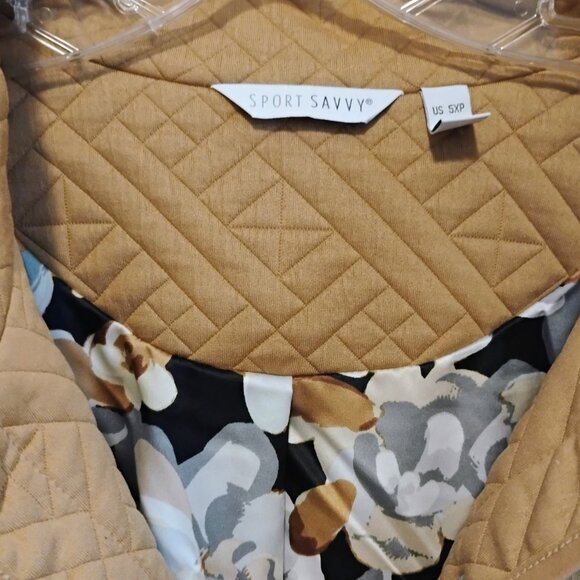 Sport Savvy Camel Knit Quilted Car Coat Lined- Womens 5X Petite- NWT - Picture 3 of 8